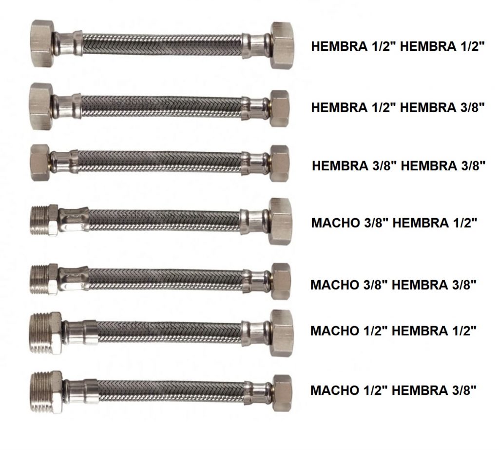 Manguera Blindada Acero Inoxidable 3/8 Manguera Flexible Blindada De Acero Inoxidable DN8 3/8" | Para Agua Potable | Hasta 10 Bar Y 90°C | Incluye Junta Manguera Flexibles Suflix