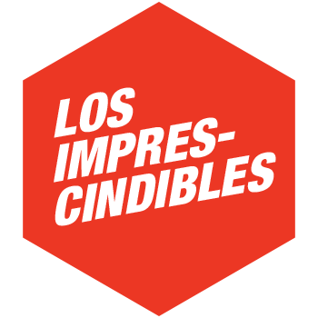 Hexágono rojo con dibujo con el texto "Los Imprescindibles" en blanco para la categoría de Los Imprescindibles.