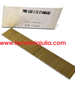 caja puntas clavadora PINS 0,8x25 standard 13750 unidades aprox.