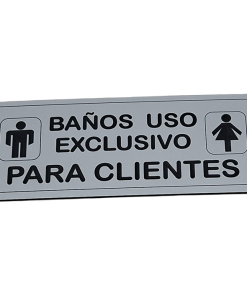 grabado placa BAÑOS PARA CLIENTES 175X70mm