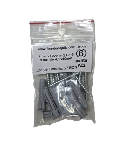 blister taco Fischer SX Plus 6 + tornillo 8 unidades