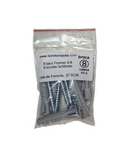 blister taco Fischer SX Plus 8 + tornillo 6 unidades