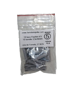 blister taco Fischer SX Plus 5 + tornillo 10 unidades