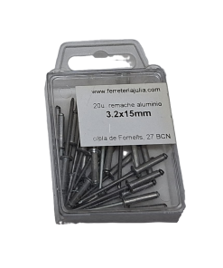 blister remache tubular aluminio 3.2x15mm 20 unidades