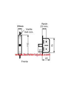 Alternative view of cerradura ventana 3 puntos grisan 23mm 10x6 sin varillas