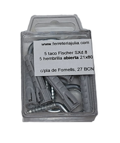 blister taco Fischer SX Plus 8 + hembrilla abierta 21x80 5 unidades